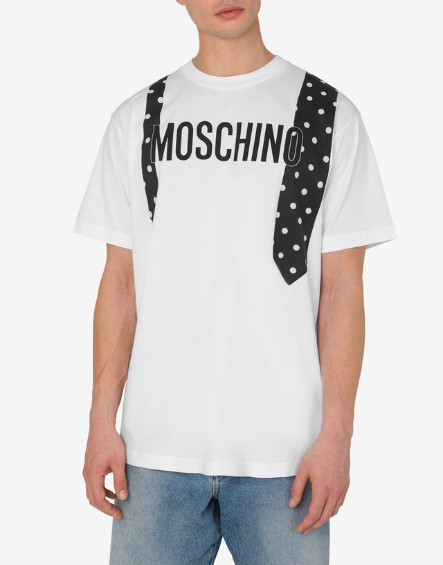 T-shirt in jersey Tie Print Bianco Moschino 1