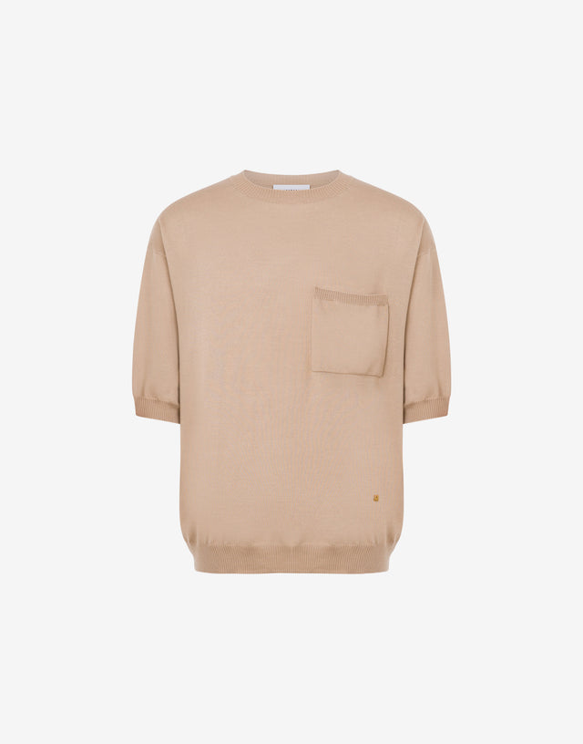Maglia in lana e seta Golden M Beige Moschino 0