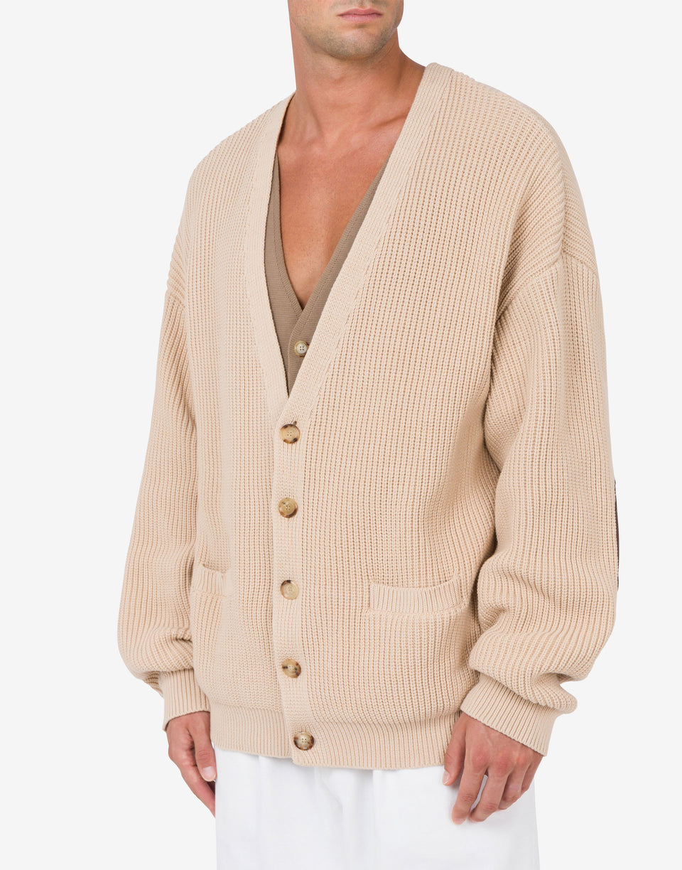 Cardigan in misto cotone organico Beige Moschino 1