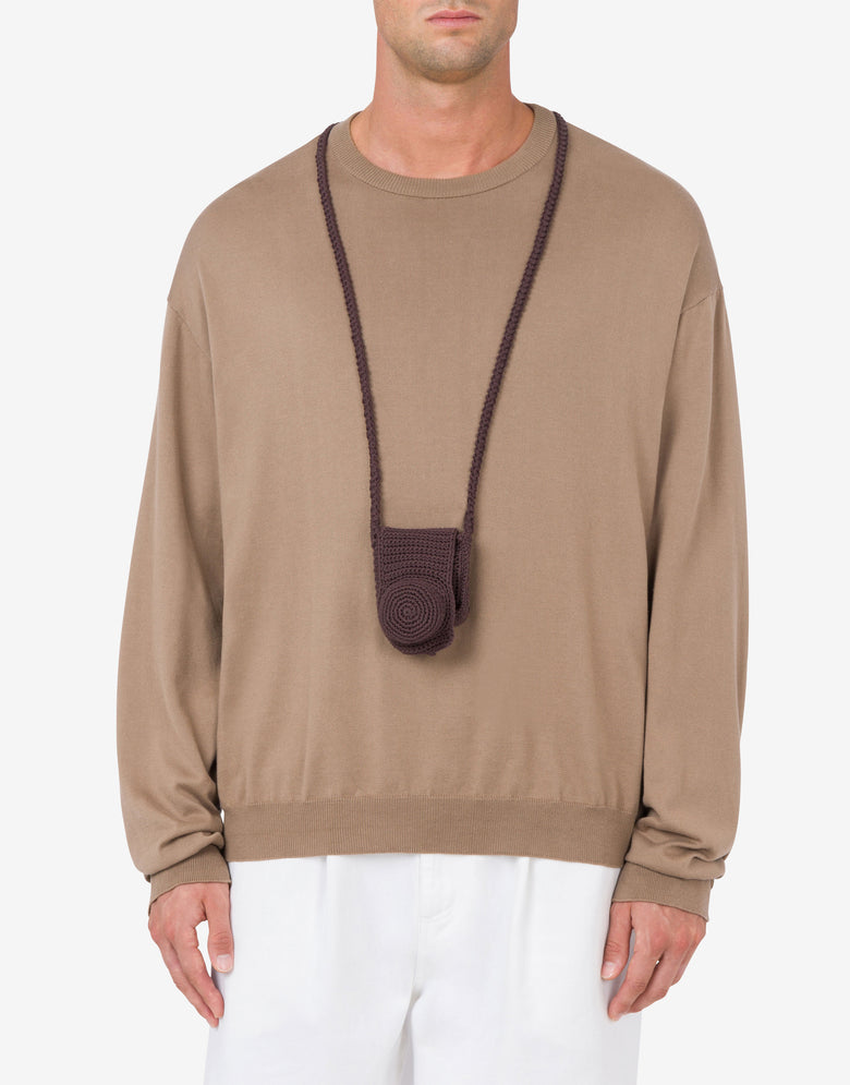 Cotton Pullover Camera Holder Dark Beige Moschino 1