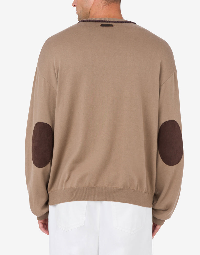 Cotton Pullover Camera Holder Dark Beige Moschino 2