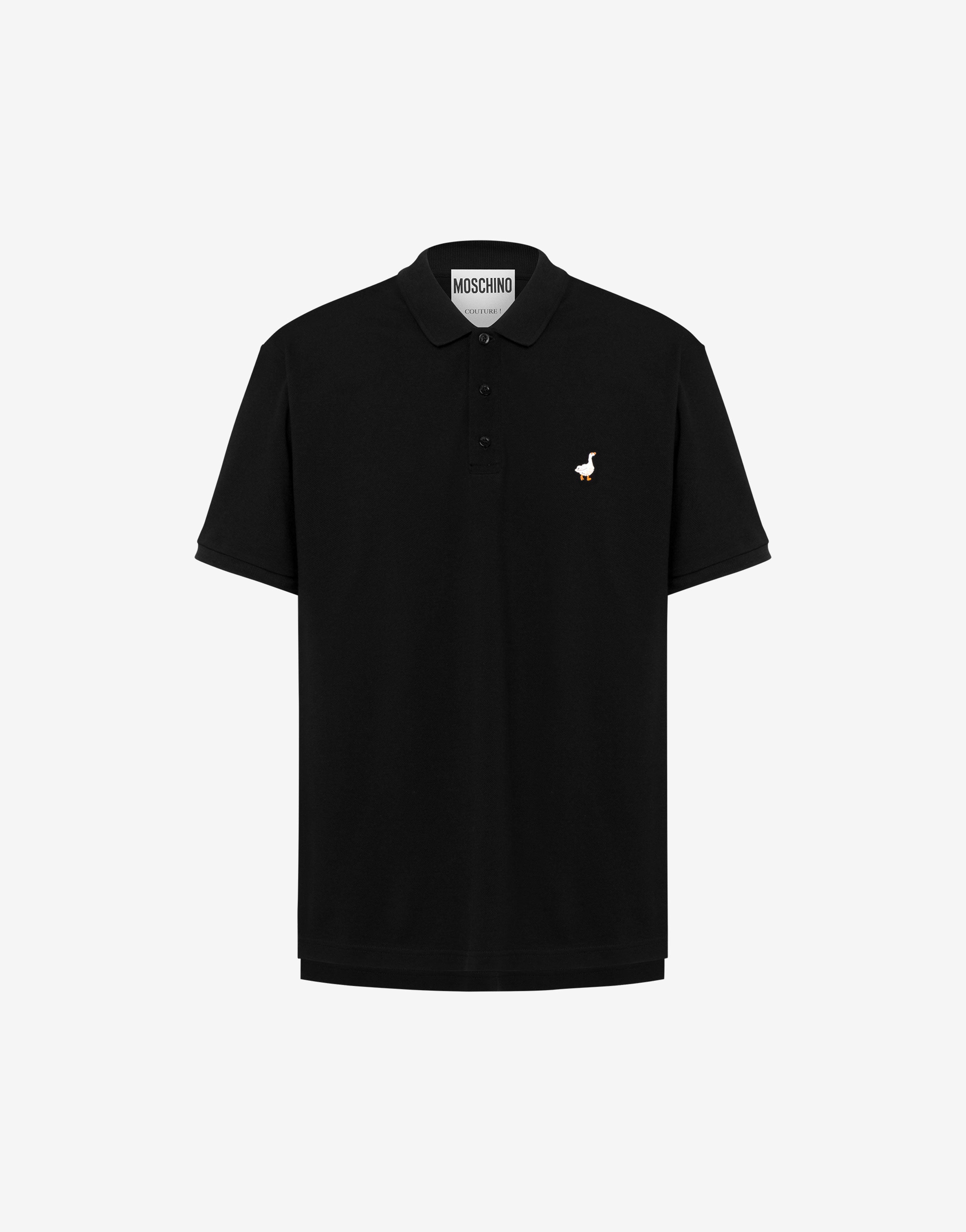 Baumwoll-Piqué-Poloshirt Gänsestickerei