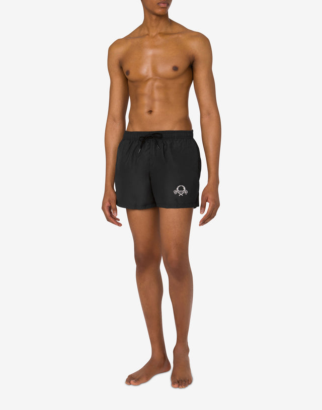 Laurel Crown Logo beach boxer shorts Black Moschino 1