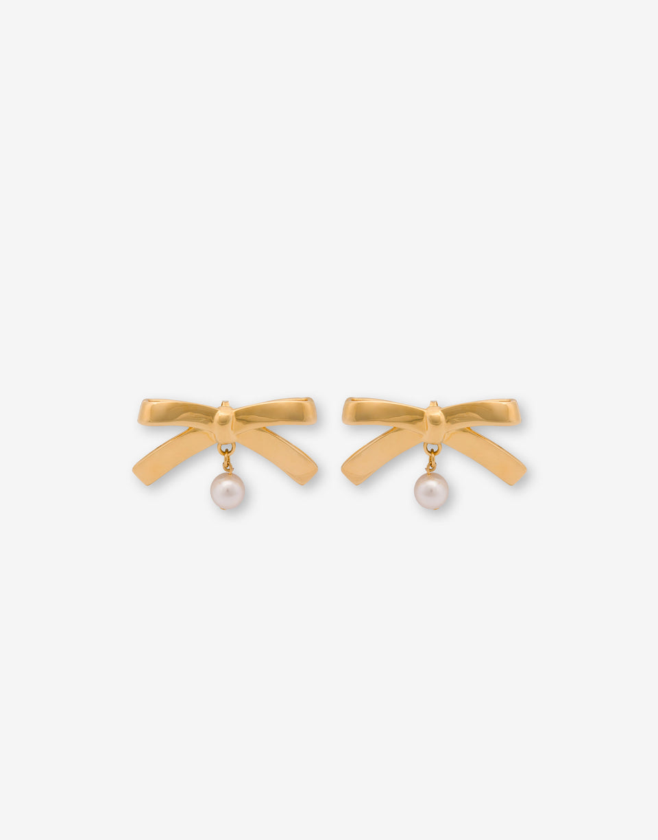 금속 소재의 진주 귀걸이 Gold Moschino 0