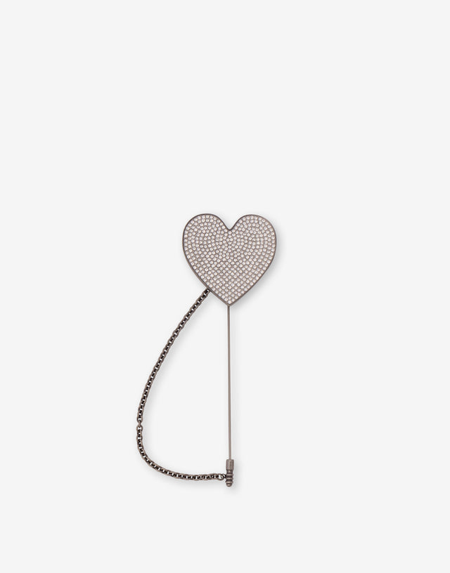 Broche de metal con pedrería Plata Moschino 0