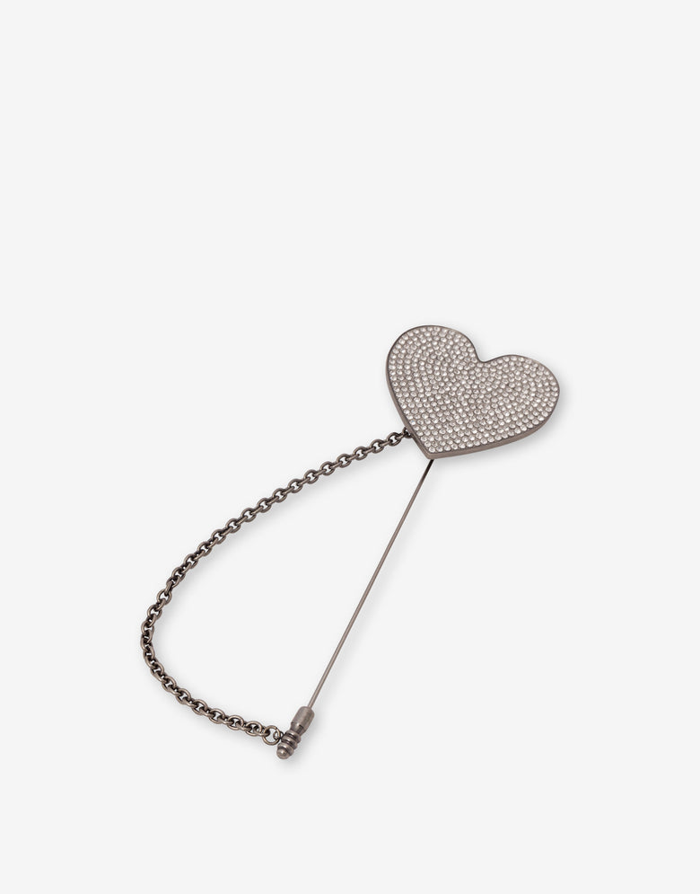Metal brooch with rhinestones Silver Moschino 2