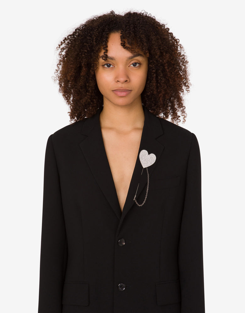 Metal brooch with rhinestones Silver Moschino 3