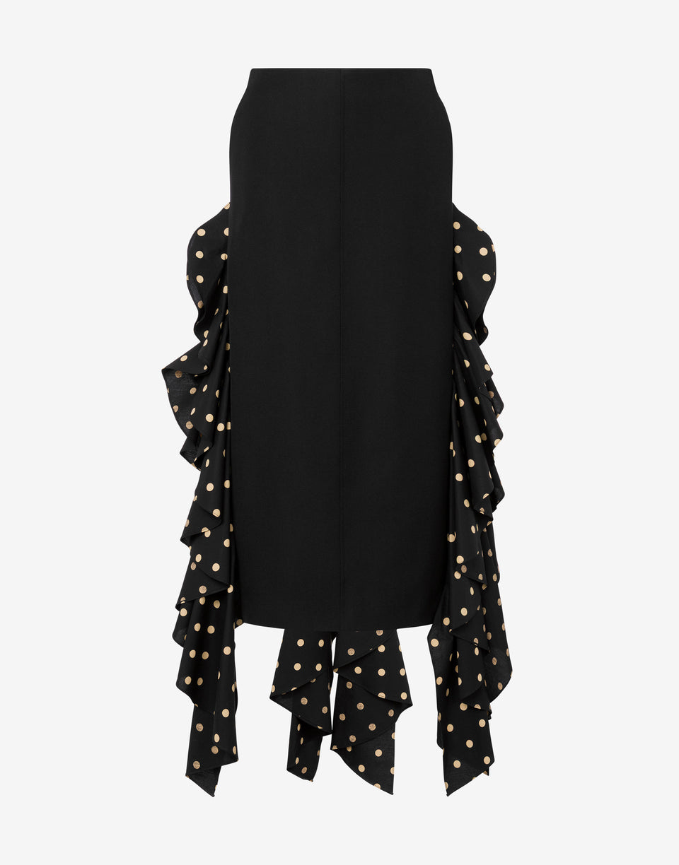 Polka Dots Wool Blend Diagonal Skirt Black Moschino 0