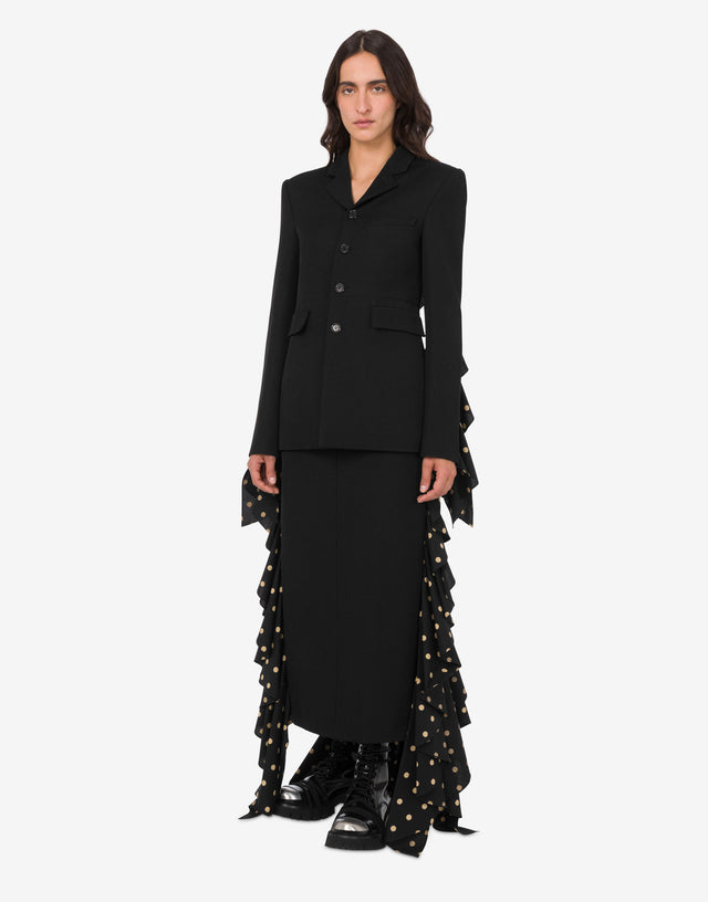 Polka Dots Wool Blend Diagonal Skirt Black Moschino 1