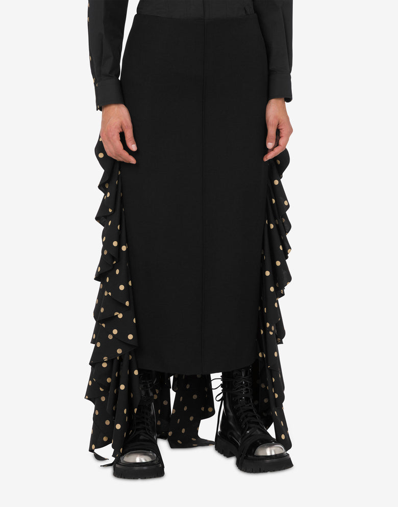 Falda diagonal en mezcla de lana de lunares Negro Moschino 2