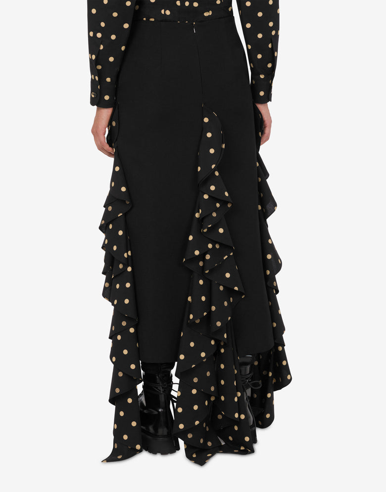 Falda diagonal en mezcla de lana de lunares Negro Moschino 3