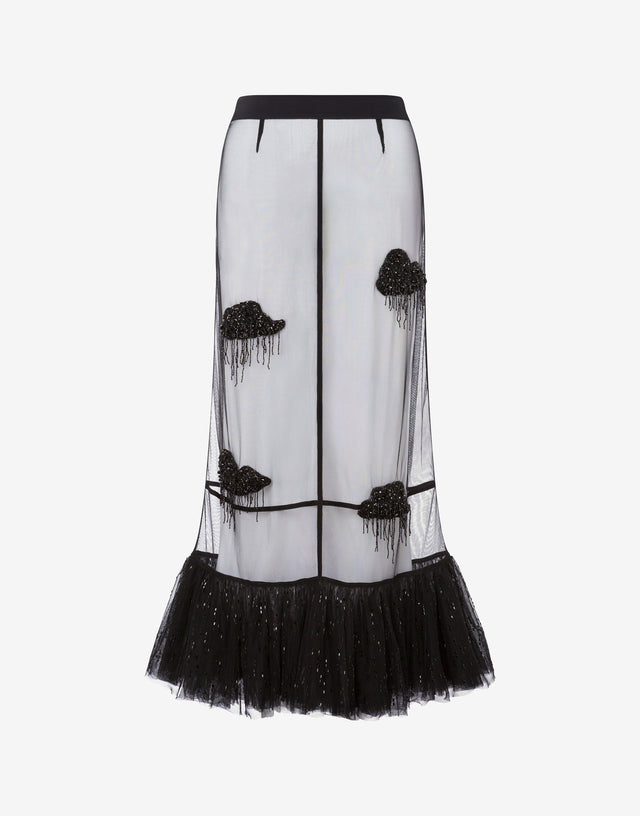 Jupe en tulle brodé Noir Moschino 0