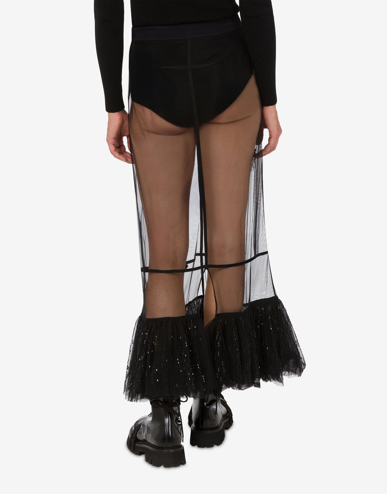 Jupe en tulle brodé Noir Moschino 4