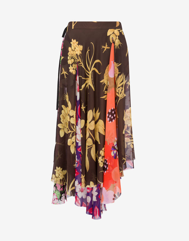 Printed silk goergette skirt Multicoloured Moschino 0