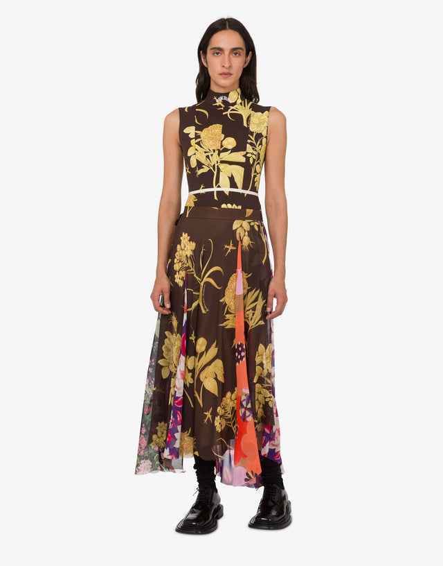 Printed silk goergette skirt Multicoloured Moschino 1