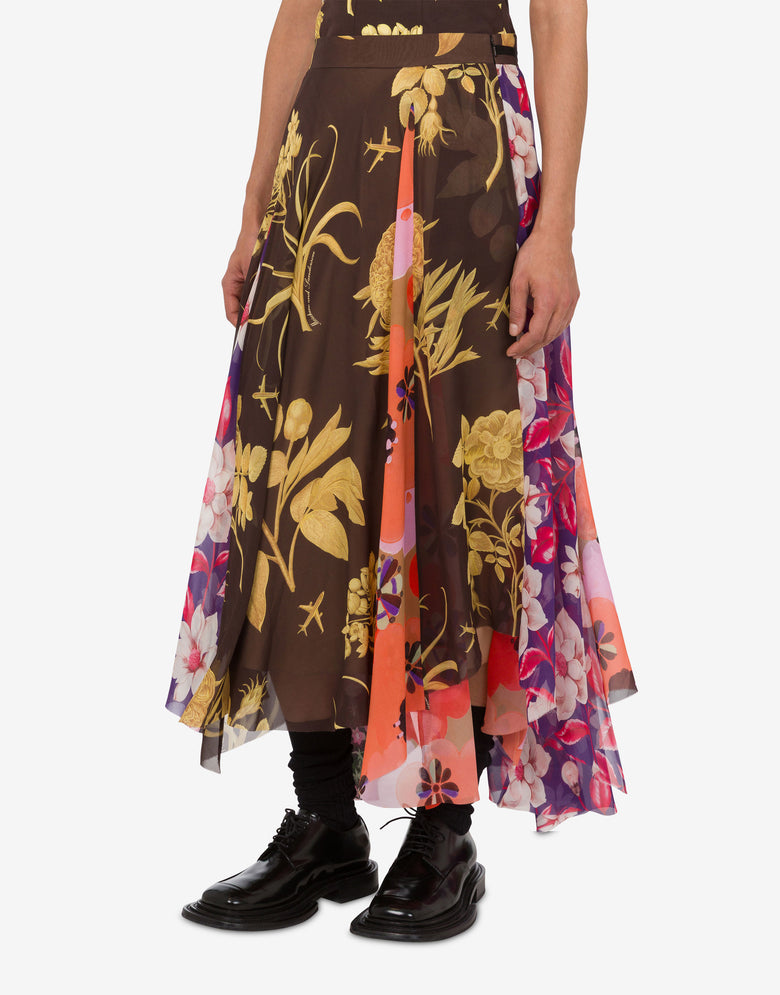 Printed silk goergette skirt Multicoloured Moschino 2