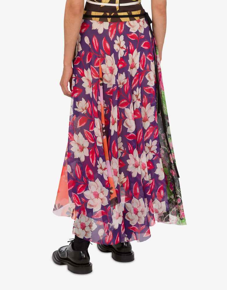 Printed silk goergette skirt Multicoloured Moschino 3