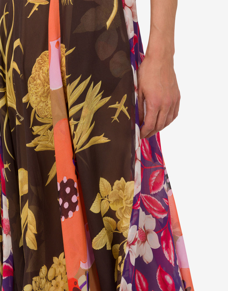 Printed silk goergette skirt Multicoloured Moschino 4