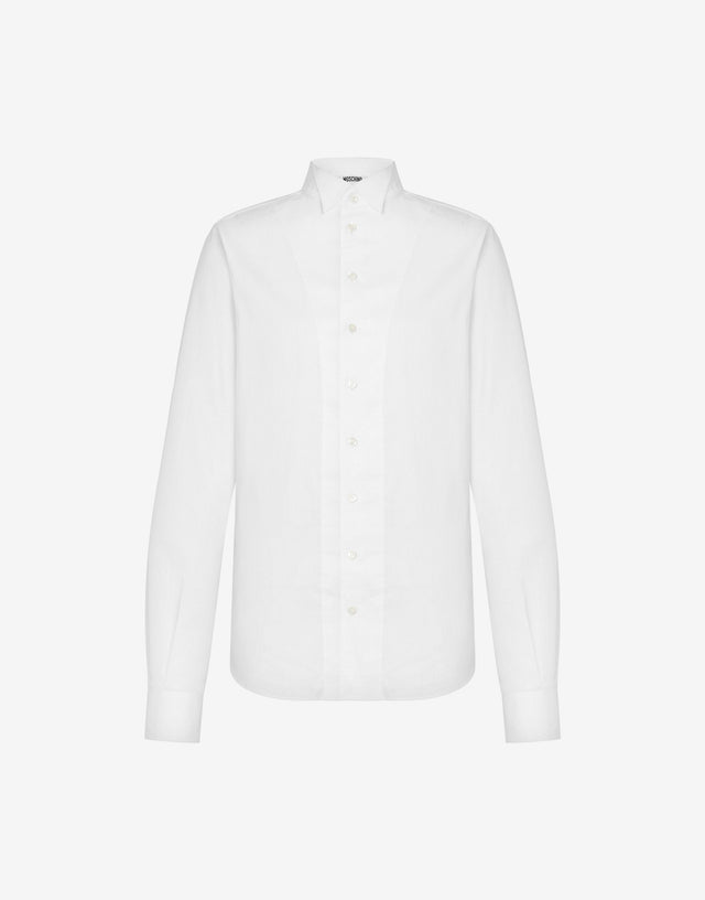 Chemise en popeline de coton jacquard Blanc Moschino 0