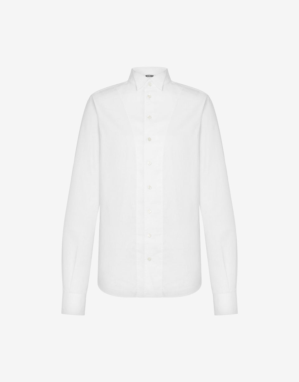 Chemise en popeline de coton jacquard Blanc Moschino 0