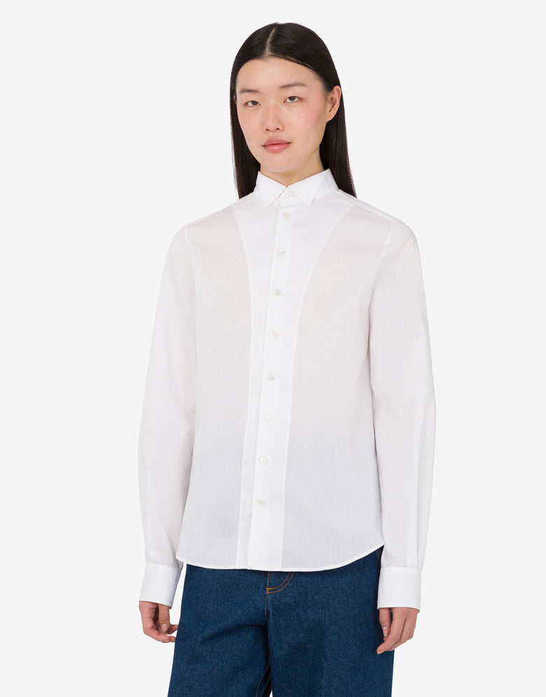 Chemise en popeline de coton jacquard Blanc Moschino 2