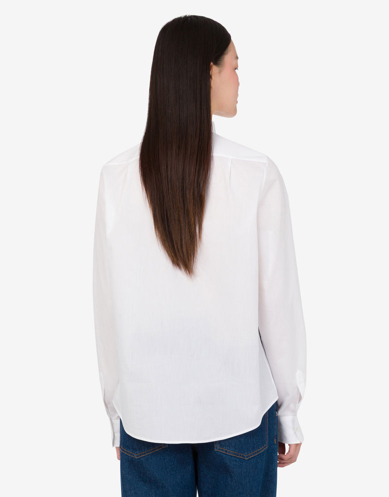 Chemise en popeline de coton jacquard Blanc Moschino 3