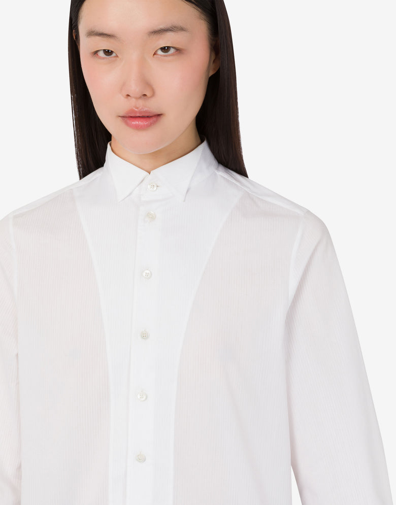 Chemise en popeline de coton jacquard Blanc Moschino 4