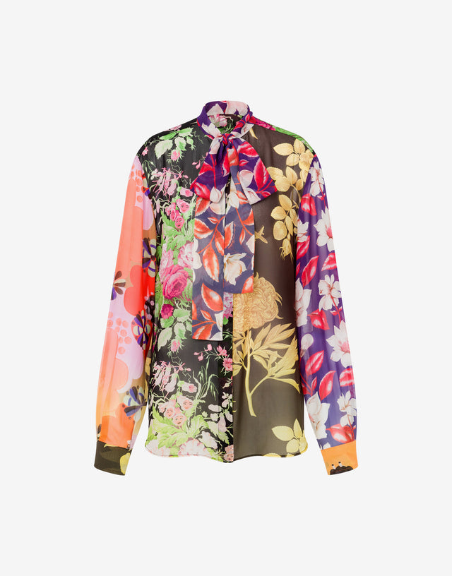Printed silk georgette shirt Multicoloured Moschino 0