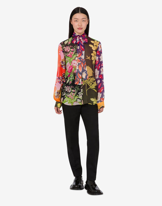Printed silk georgette shirt Multicoloured Moschino 1