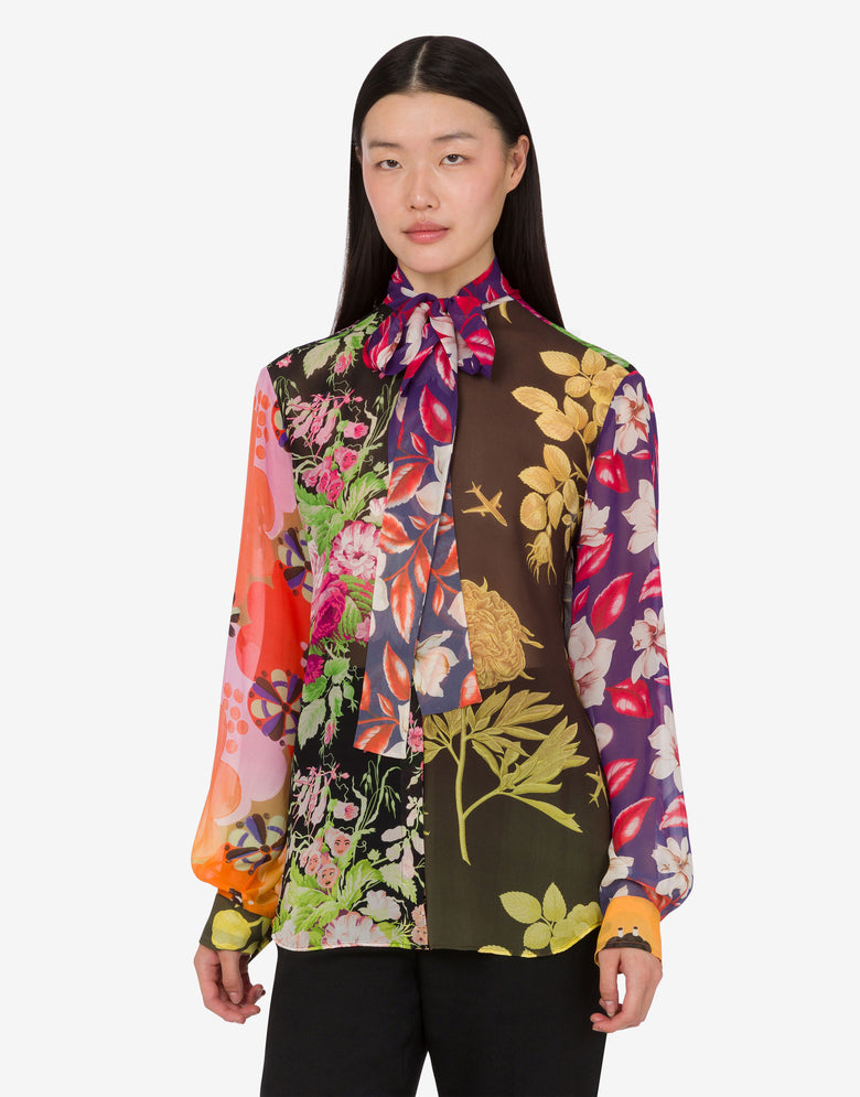 Printed silk georgette shirt Multicoloured Moschino 2