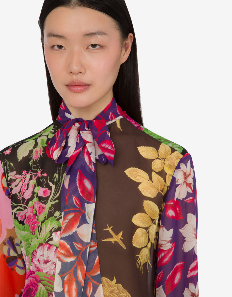 Printed silk georgette shirt Multicoloured Moschino 4