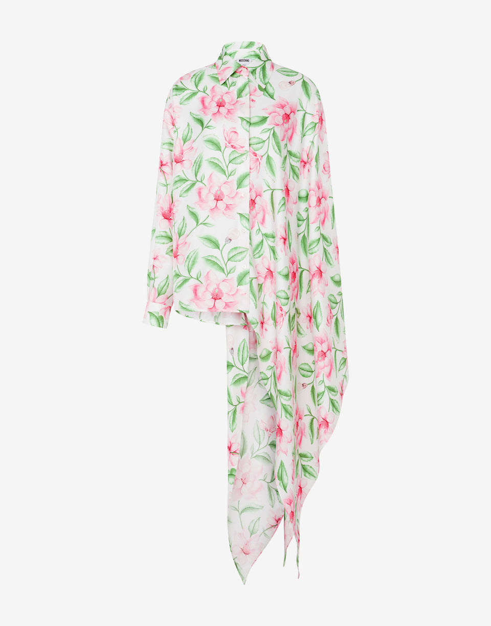 Printed silk twill shirt White Moschino 0