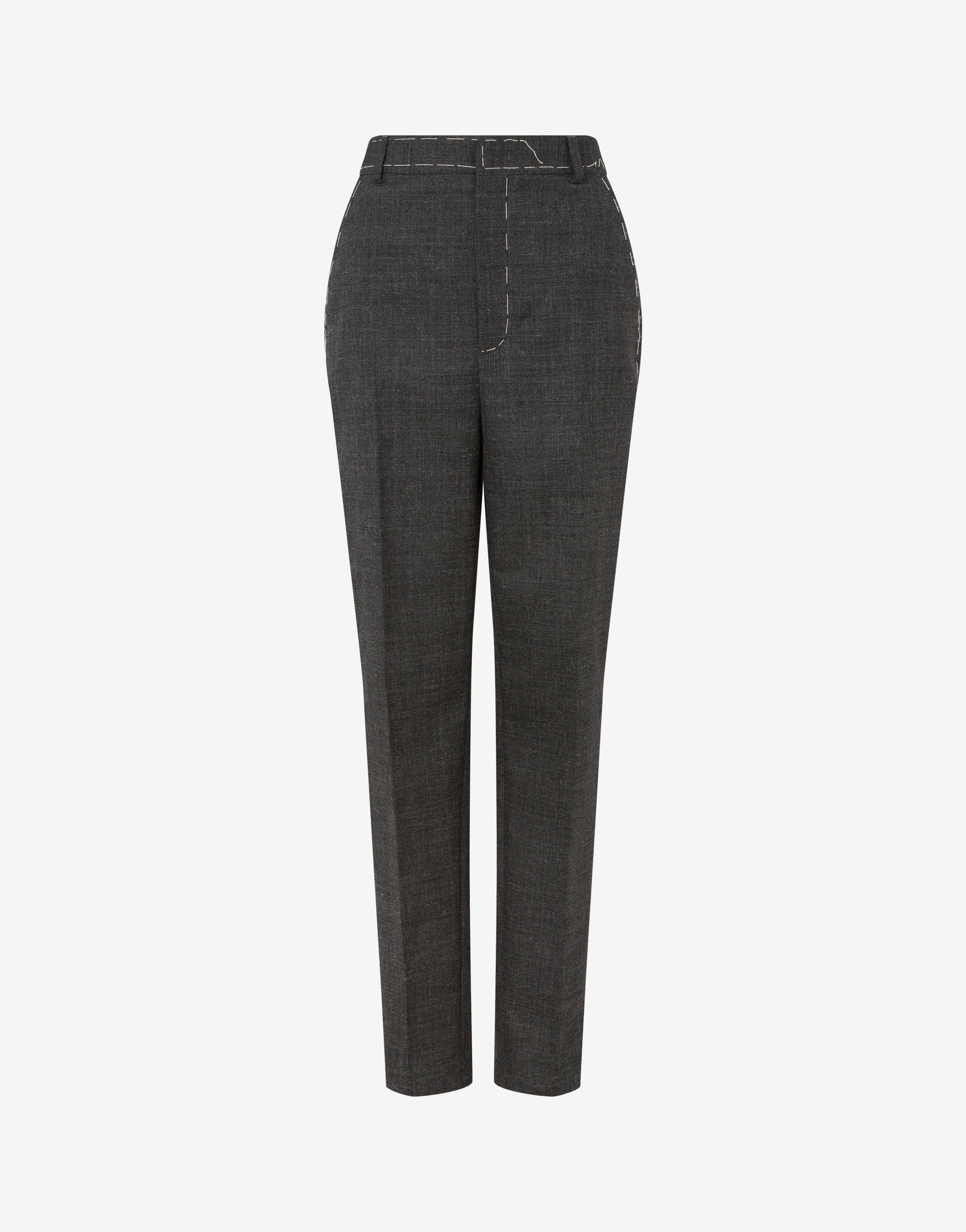 【関税&送料込】Moschino Virgin Wool Pants Embroidered wool canvas pants | Moschino