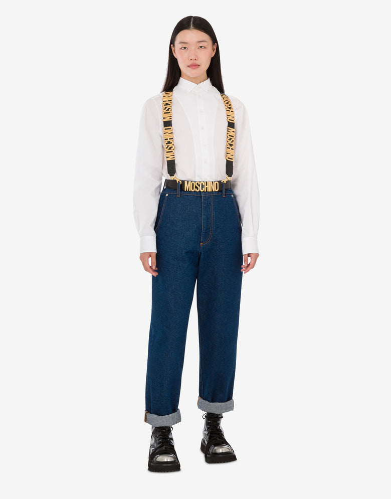 Pantalone in denim blu di cotone Denim scuro Moschino 1