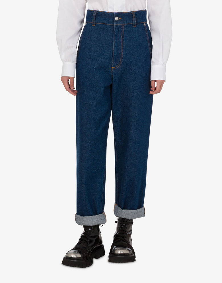 Pantalone in denim blu di cotone Denim scuro Moschino 2