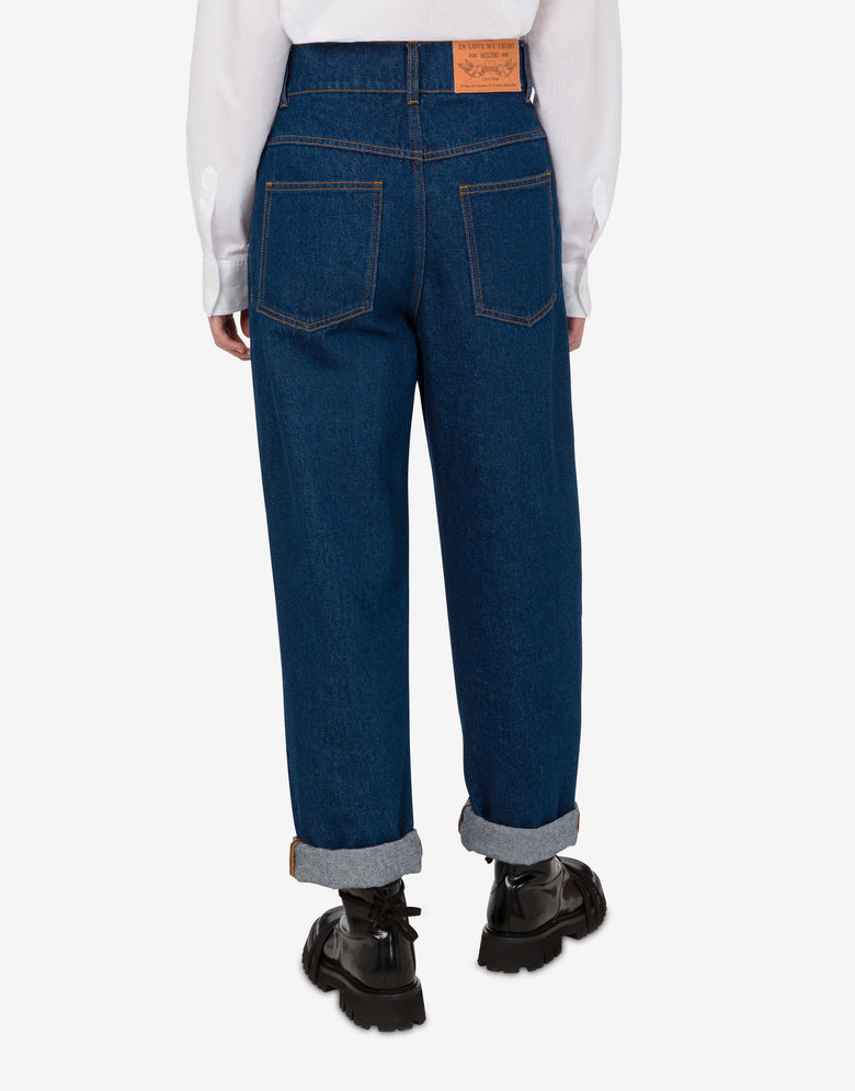 Pantalone in denim blu di cotone Denim scuro Moschino 3