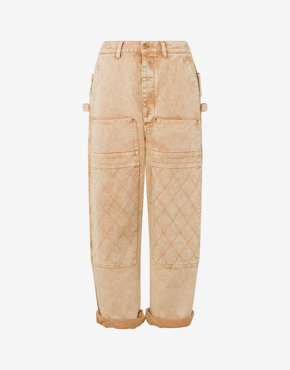 Garment-dyed drill pants Beige Moschino 0