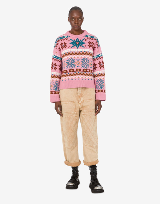 Garment-dyed drill pants Beige Moschino 1