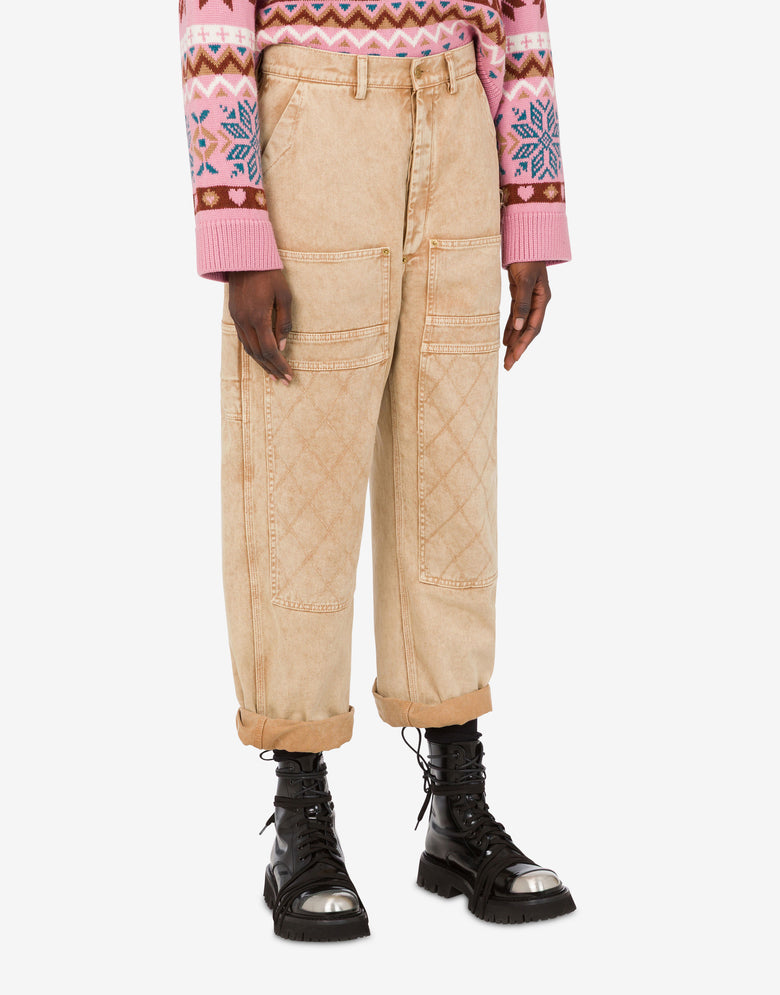 Garment-dyed drill pants Beige Moschino 2
