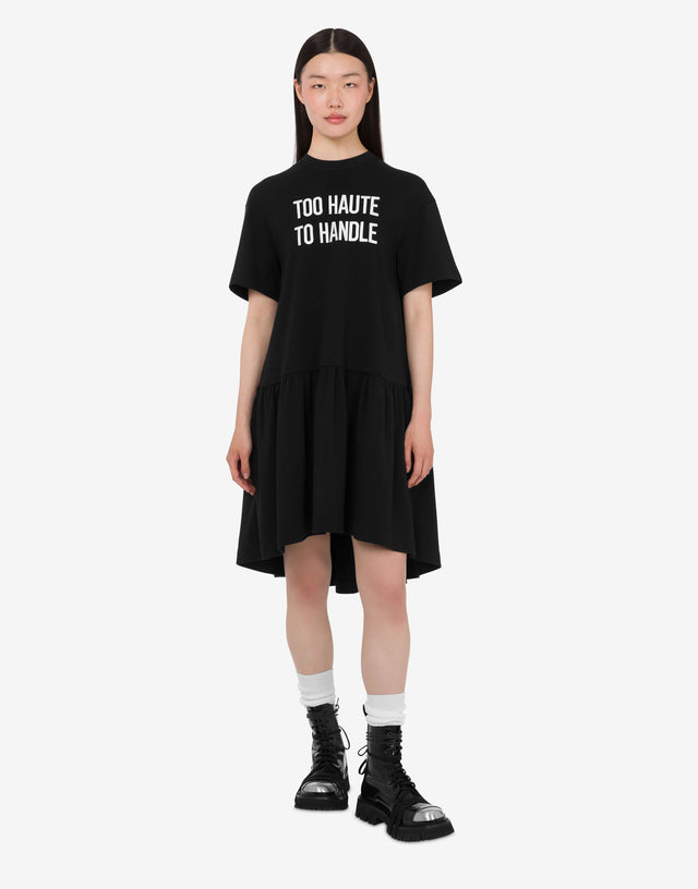Abito in cotone pesante ricamato Nero Moschino 1