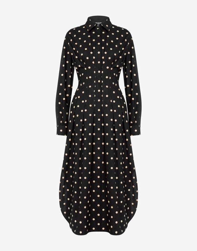 Abito in popeline di cotone stampato Polka Dots Nero Moschino 0