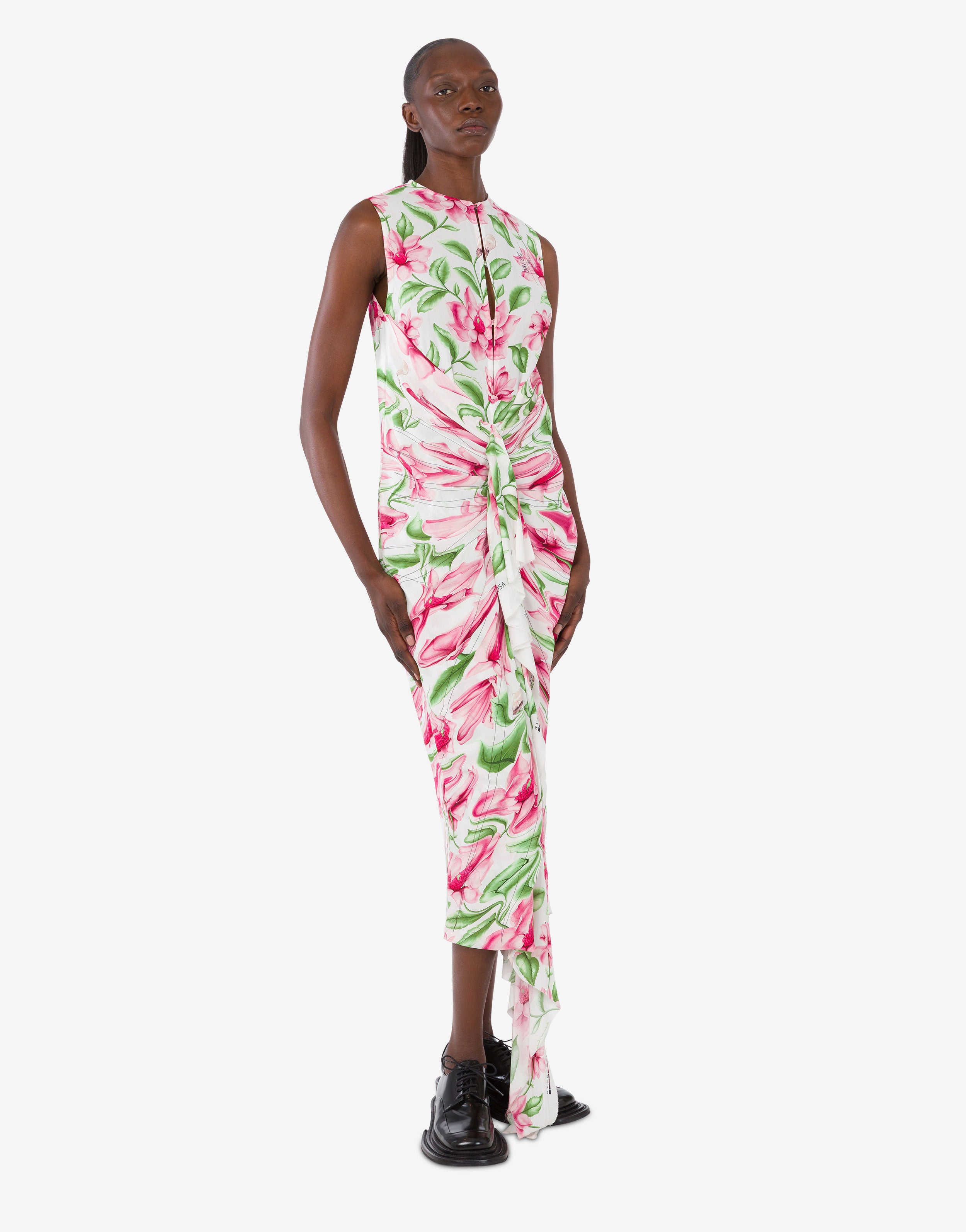 【関税＆送料込み】Moschino Crepe Dress Dress in crêpe Scarf Print | Shop Online