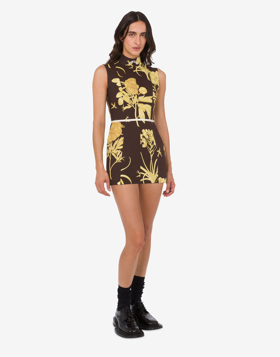 Abito in popeline di cotone stampato Marrone scuro Moschino 1