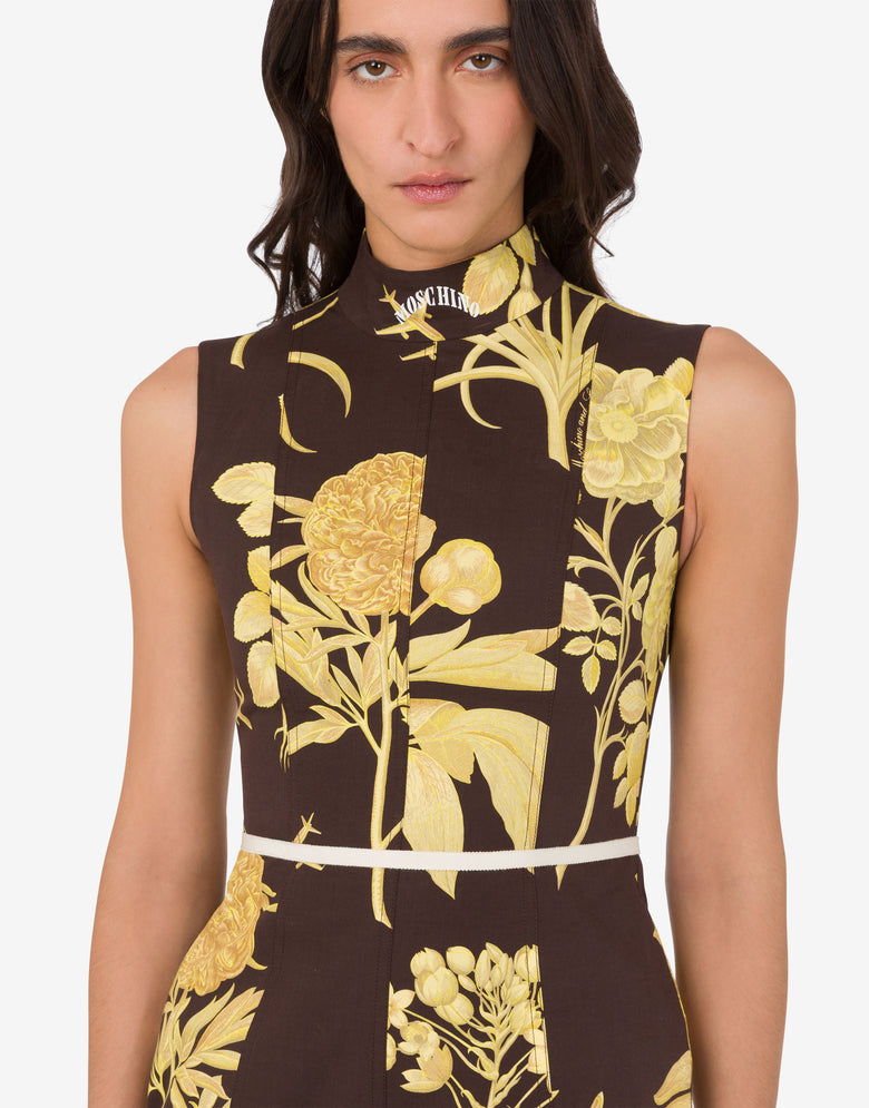 Printed cotton poplin dress Dark brown Moschino 3