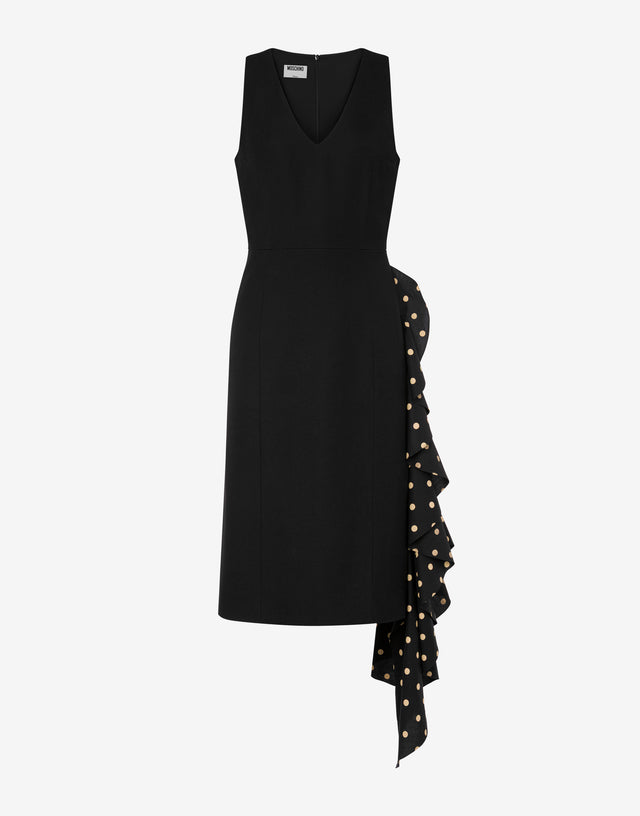 Abito in diagonale di misto lana Polka Dots Nero Moschino 0
