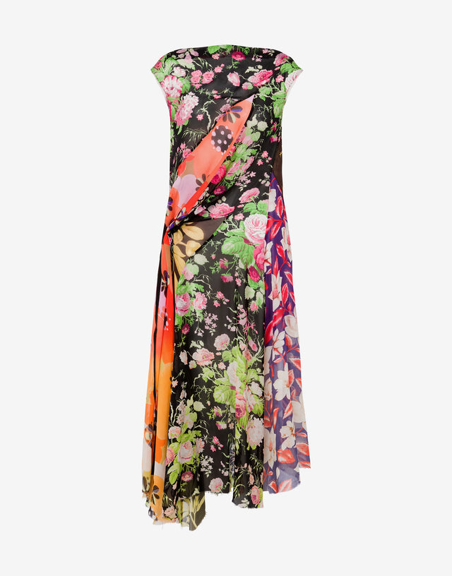 Printed silk georgette dress Multicoloured Moschino 0