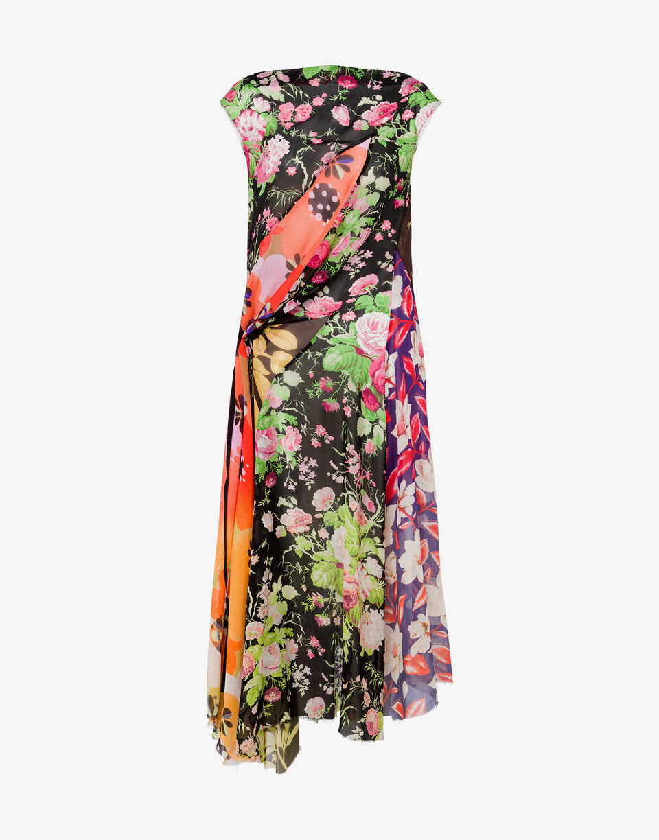 Vestido de georgette de seda estampado Multicolor Moschino 0