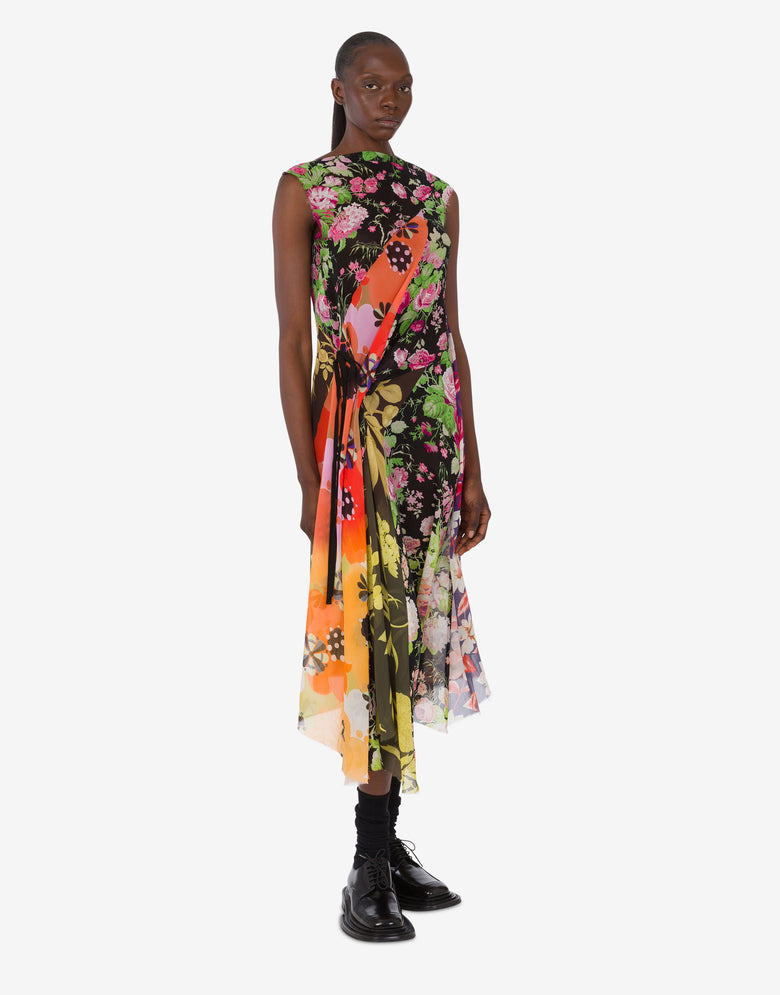 Vestido de georgette de seda estampado Multicolor Moschino 1