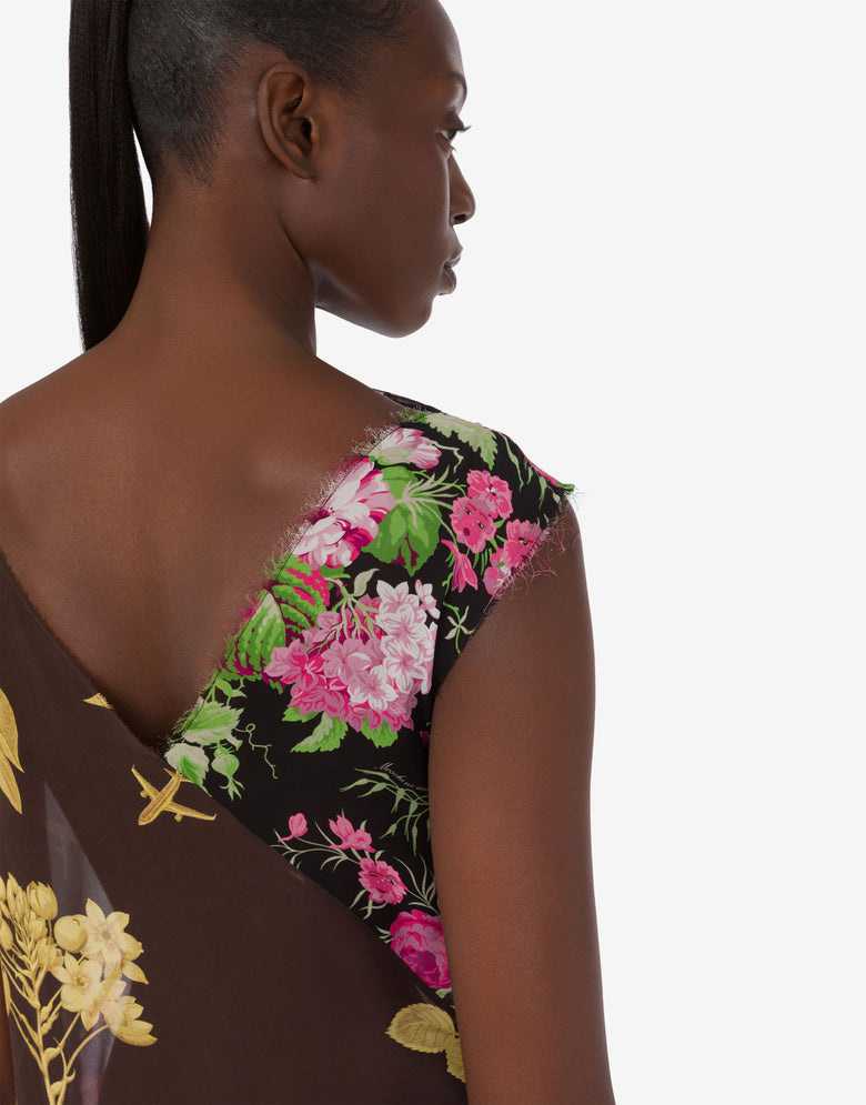 Vestido de georgette de seda estampado Multicolor Moschino 3