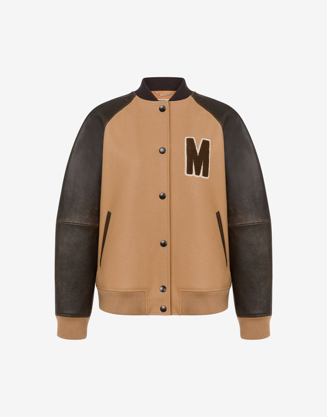 Wool cloth bomber jacket Brown Moschino 0